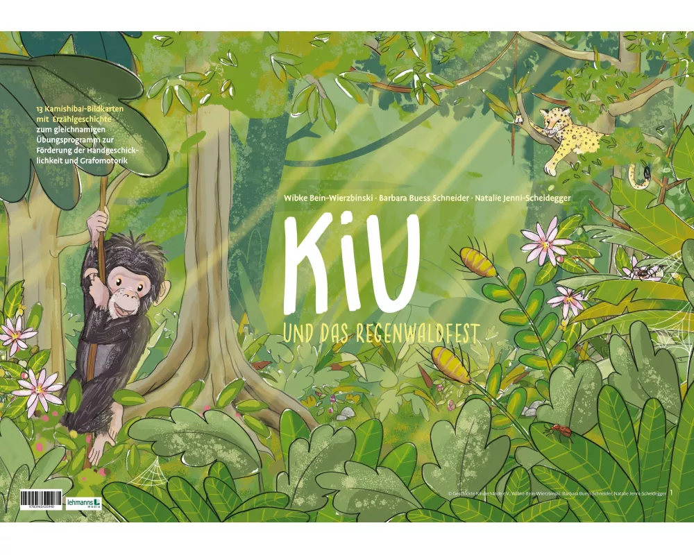 15 Kamishibai-Bildkarten mit Erzählgeschichte zum gleichnamigen Bewegungsförderprogramm 'Kiu und das Regenwaldfest'