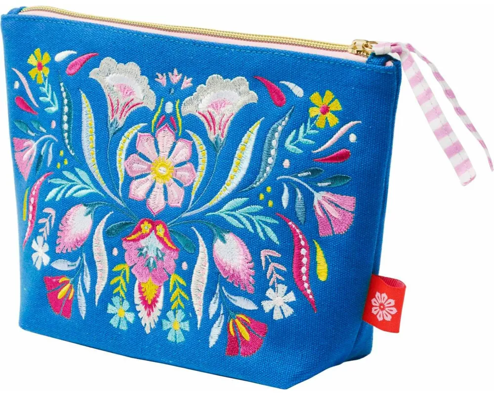 Fiesta del Sol Accessoirestasche bestickt, 18 x 24 cm, Königsblau