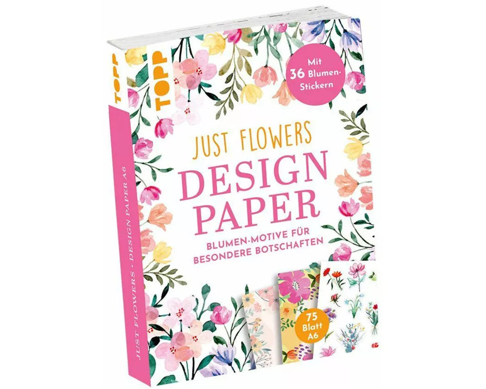 Design Paper Just Flowers A6 mit Blumen-Stickern