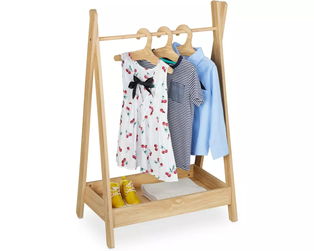 relaxdays Kleiderständer für Kinder 64.5 x 99 cm, Braun