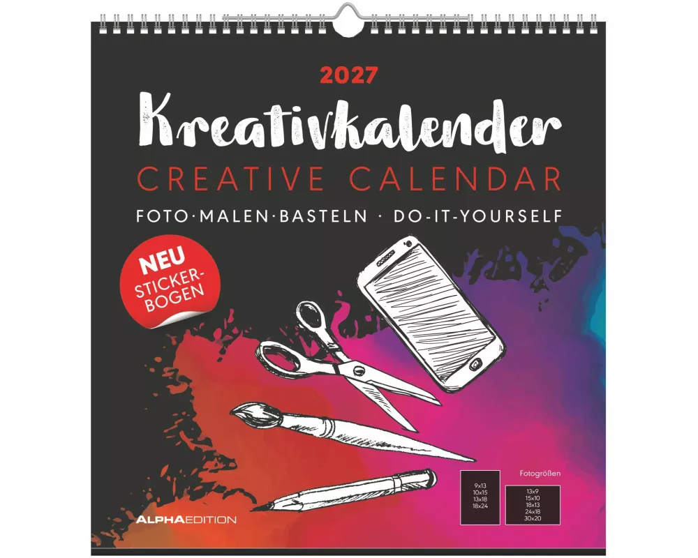 Kreativkalender XL schwarz 2027