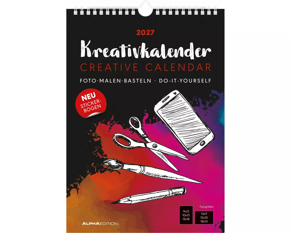 Kreativkalender A4 schwarz 2027