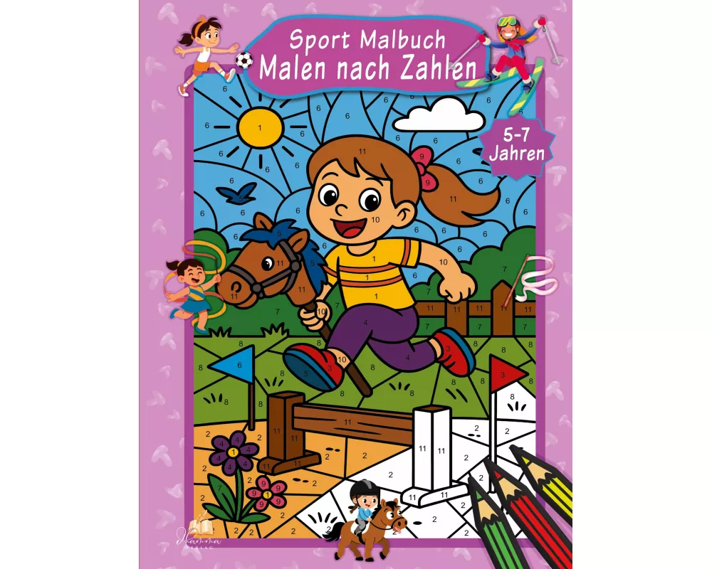 Malen nach Zahlen Sport Malbuch für Mädchen ab 5-7 Jahren mit 50 Ausmalbildern