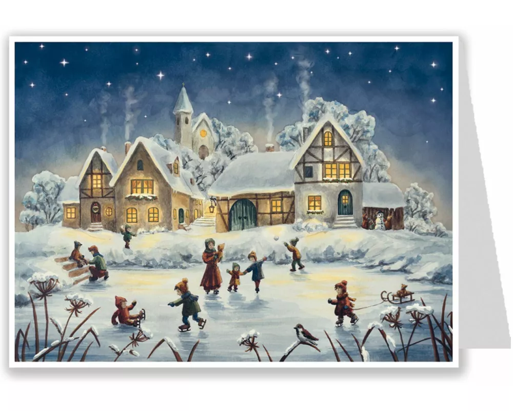 Postkarten-Adventskalender "Eislauffreuden"