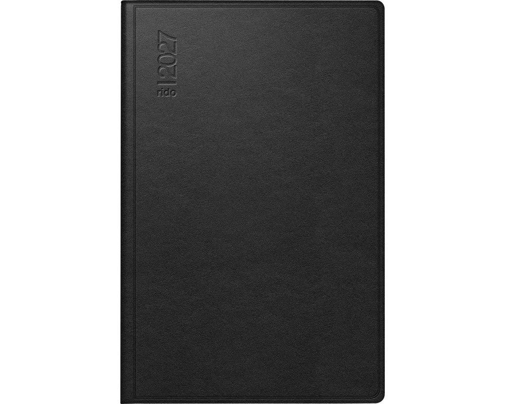 rido/idé 7016288907 Taschenkalender Mod. Industrie II 2027 A7, Leder, schwarz