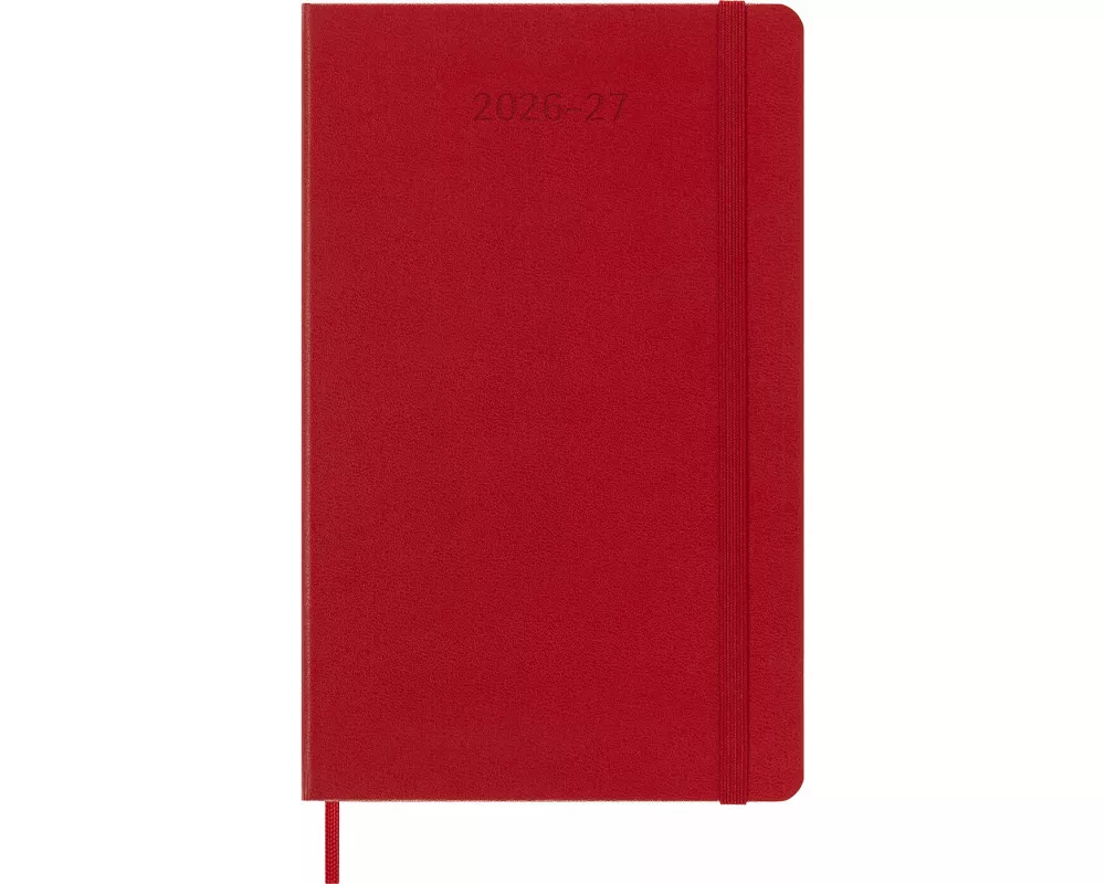 Moleskine 18 Monate Wochen Notizkalender 2026/2027, L/A5, 1 Wo = 1 Seite, Rechts linierte Seite, Fester Einband, Scharlachrot