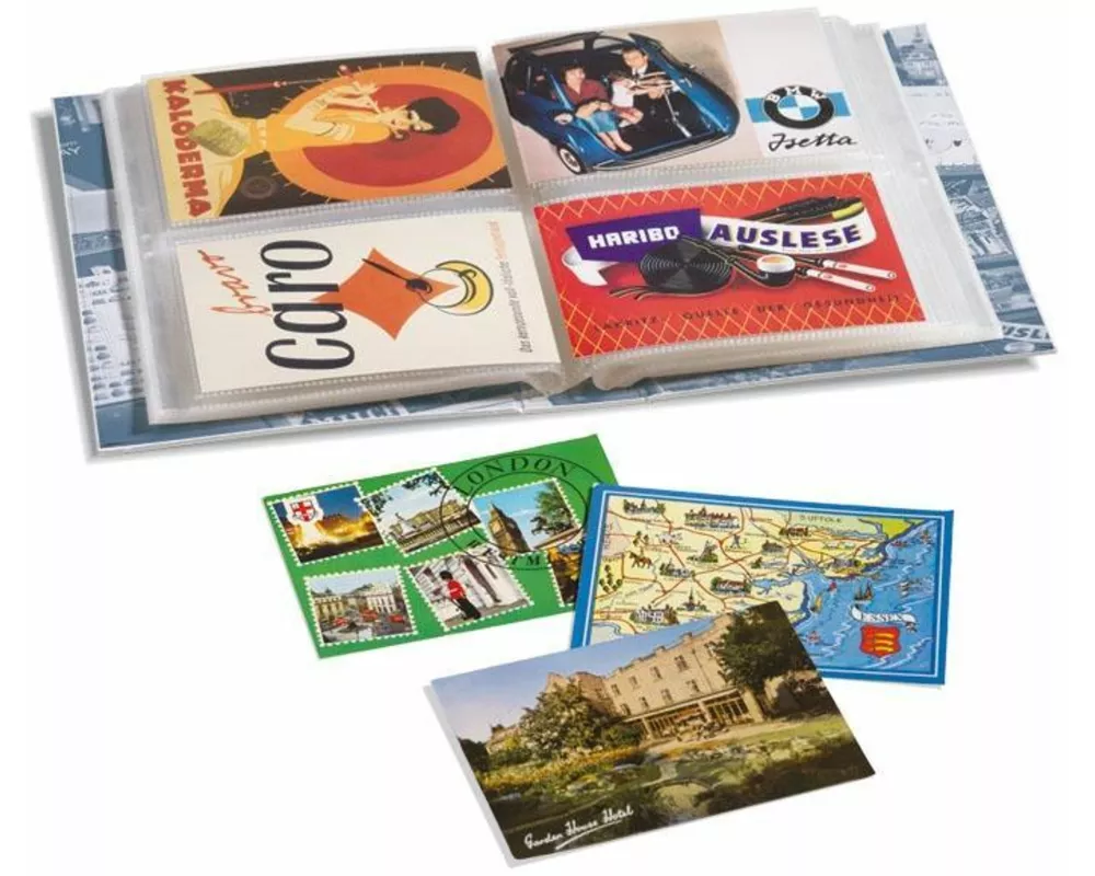 Postkarten Album für 200 Postkarten, inkl. 50 festeingebundenen Klarsichthüllen