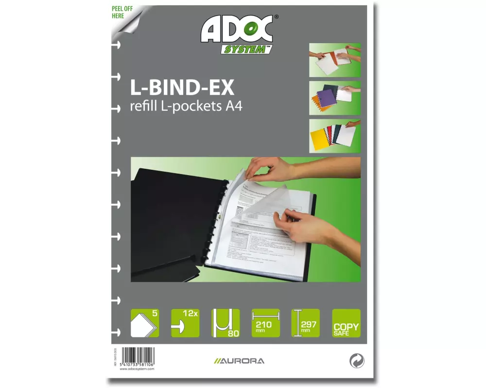 Adoc Sichtbuch Ersatztaschen A4, 5 Stück, Transparent-matt