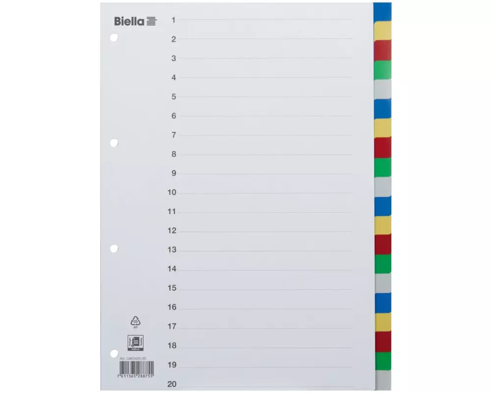 Biella Register A4 PP 20 Taben mit Indexblatt