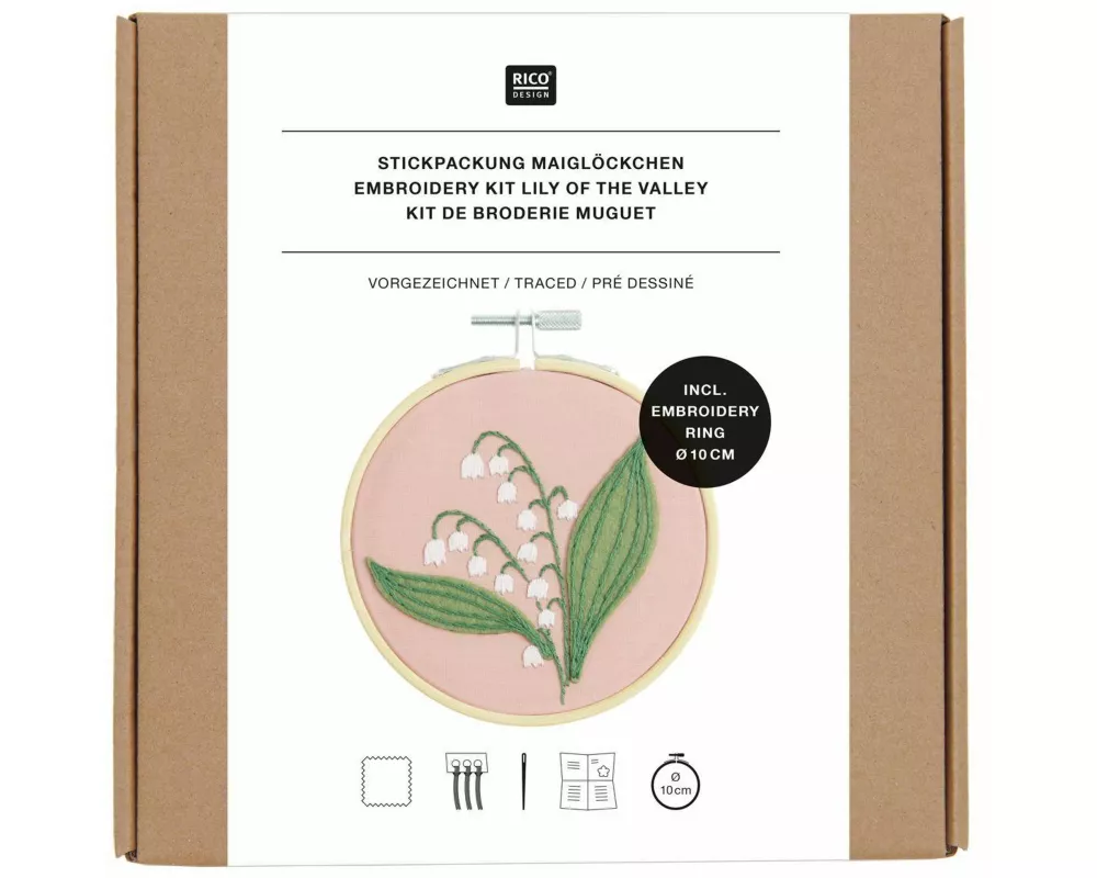 Stickpackung Vorgezeichnet, Maiglöckchen, Ø 10 cm