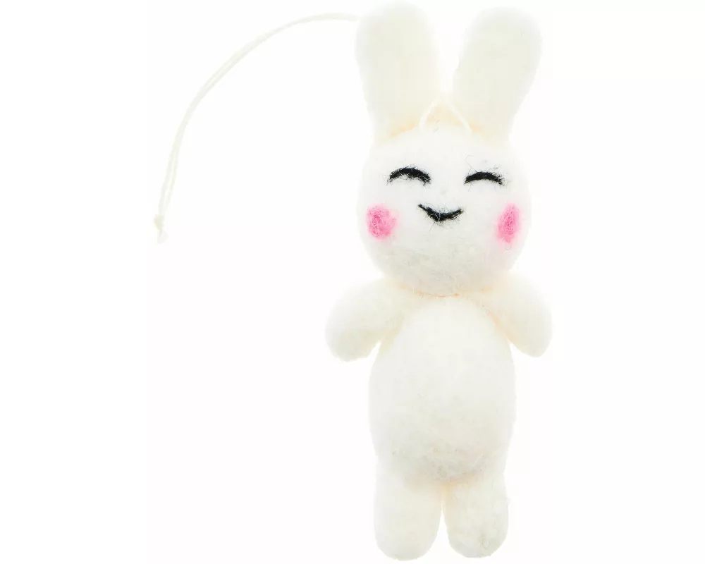 Anhänger Filz-Hase 3D, Weiß, 8,5 x 3,9 x 2,4cm