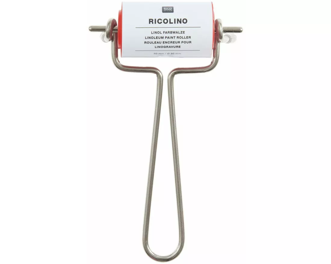 Linol Farbwalze 50mm, 30mm Druchmesser, Metallhandgriff