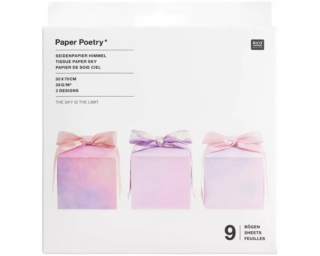 Seidenpapier Mix The Sky is the Limit, FSC MIX, 9 Bögen 50 x 70 cm, 28 g/m², 3 verschiedene Designs