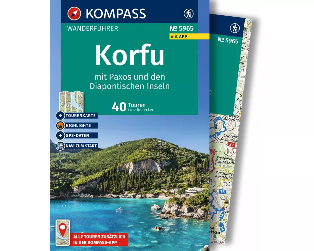 KOMPASS Wanderführer Korfu mit Paxos und den Diapontischen Inseln, 40 Touren mit Extra-Tourenkarte