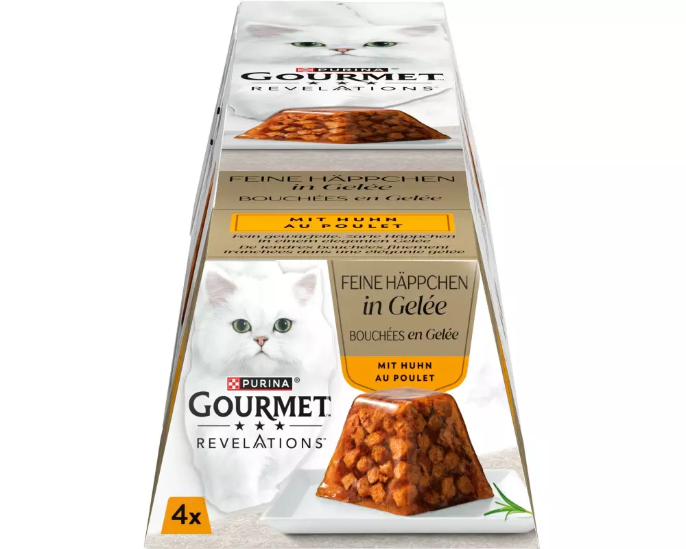 Purina Gourmet Nassfutter Revelations Feine Häppchen Gelée Huhn 4 x 57g
