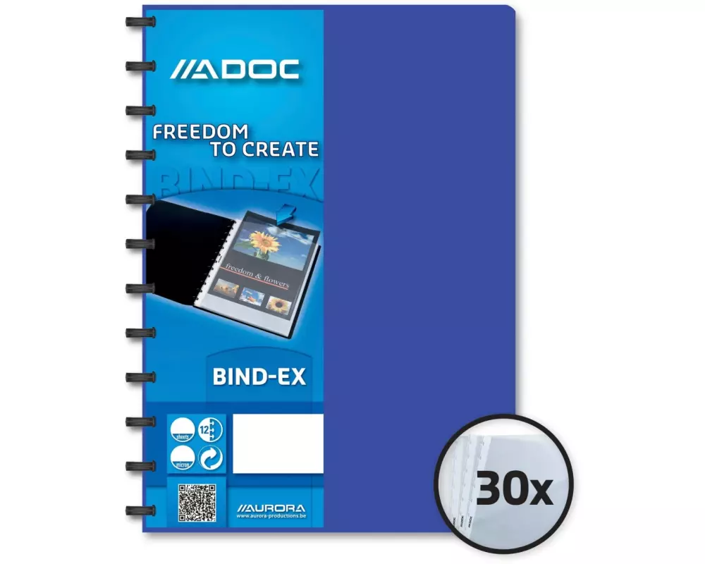 Adoc Sichtbuch Bind-Ex A4, 30 Taschen, Blau