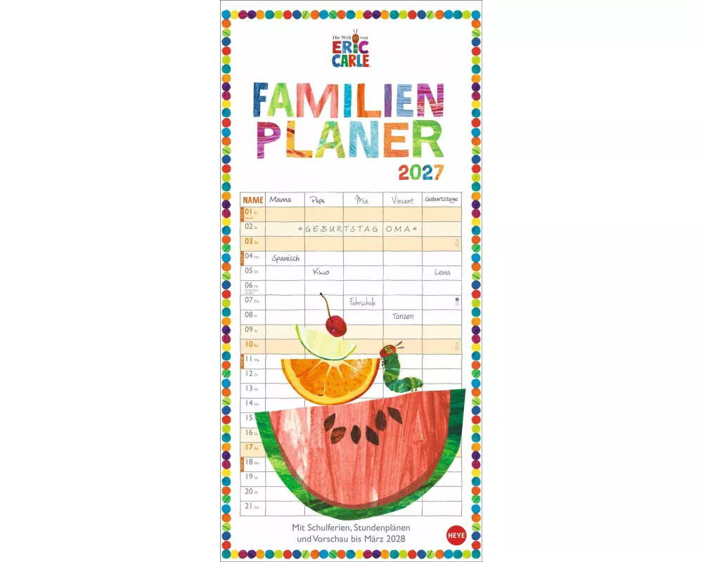 Die kleine Raupe Nimmersatt Familienplaner 2027