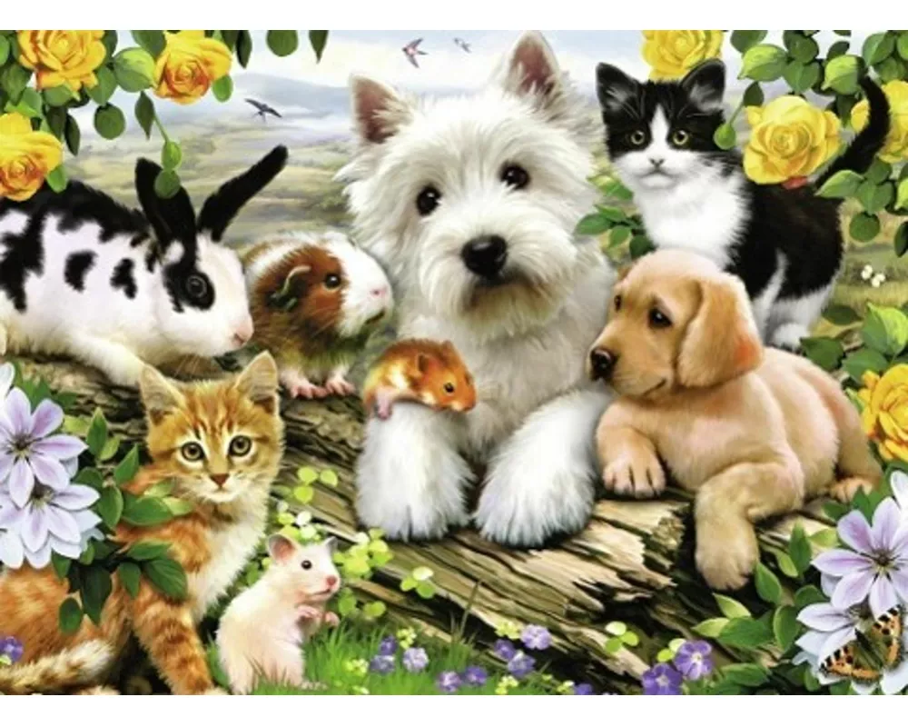 Kinderpuzzle 300 XXL Teile - Fröhliche Tierfreundschaft