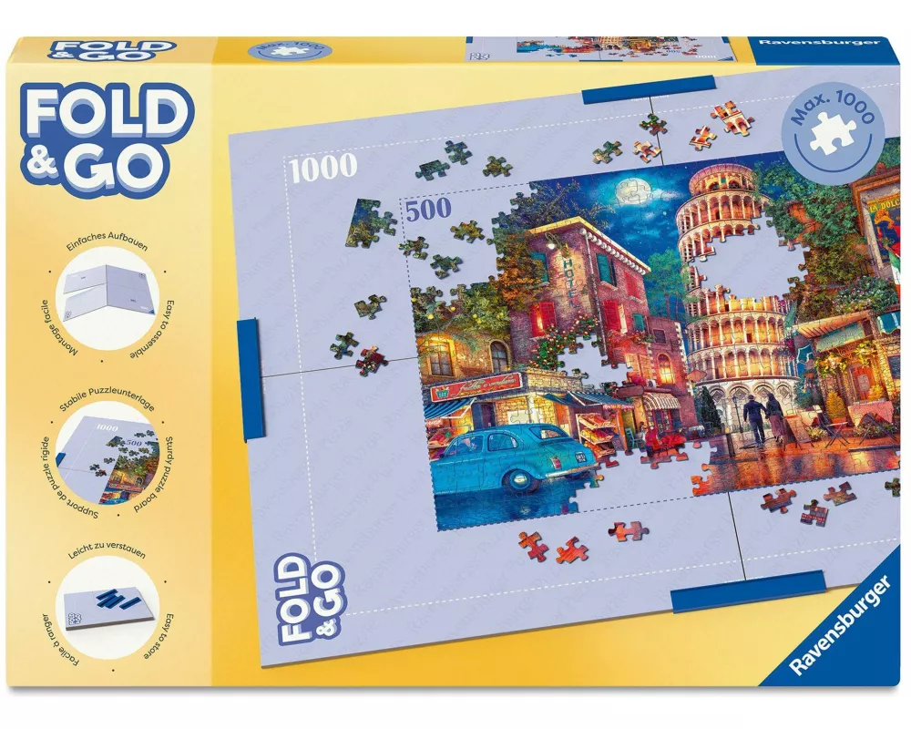 Ravensburger - Zubehör für Kinder- und Erwachsenenpuzzles 17971 - Faltbare Puzzleschale aus Pappe - Befestigungsklammern - Für Puzzles bis 1000 Teile