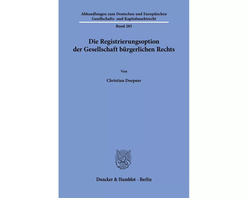 Die Registrierungsoption der Gesellschaft bürgerlichen Rechts