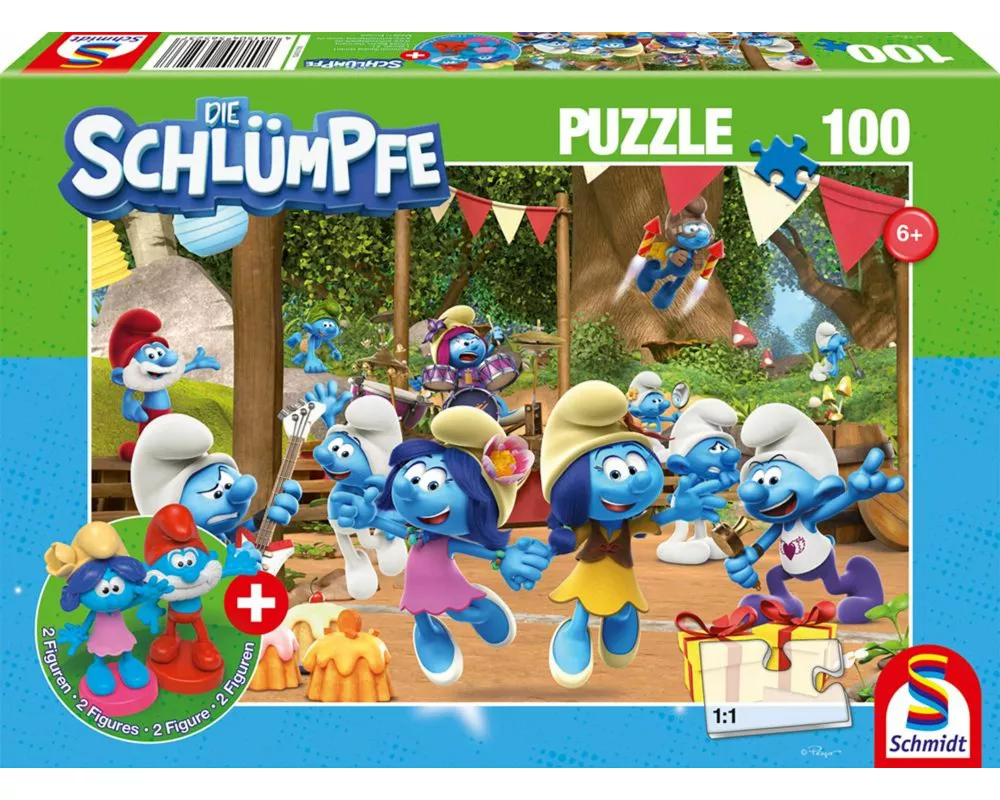 Verschlumpfte Party, 100 Teile, mit Add-on (2 Figuren)