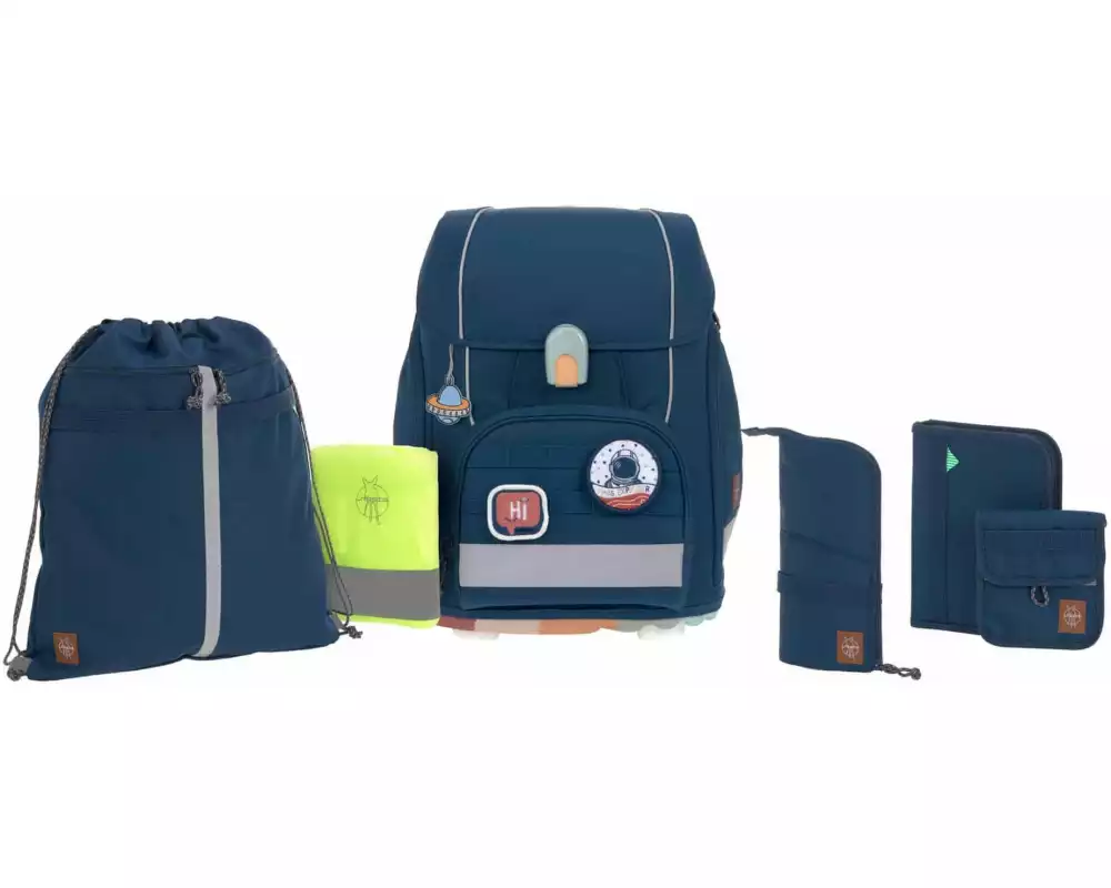 Lässig Schulthek-Set Boxy Unique Speckles Navy, 7-teilig
