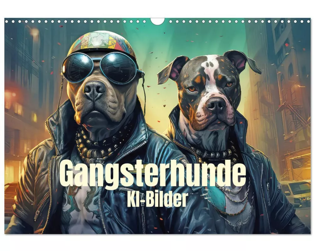 Gangsterhunde - KI-Bilder (Wandkalender 2025 DIN A3 quer), CALVENDO Monatskalender