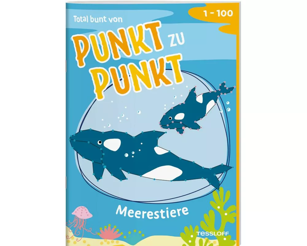 Total bunt von Punkt zu Punkt. Meerestiere. Von 1 bis 100