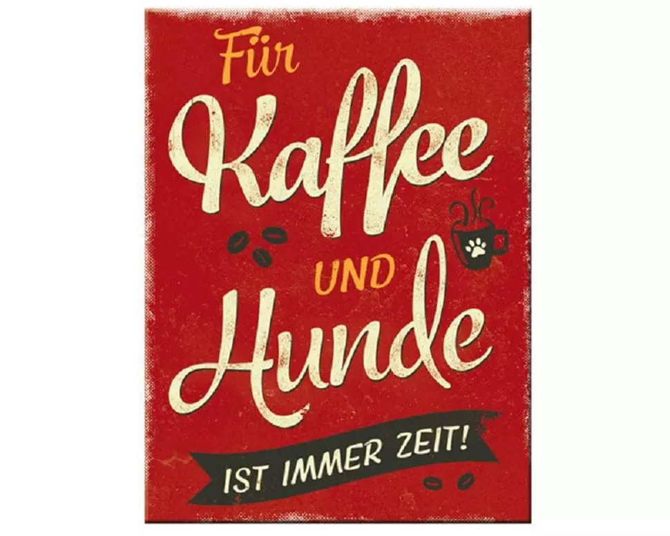 Nostalgic Art Haftmagnet Kaffee und Hunde 1 Stück, Rot/Weiss