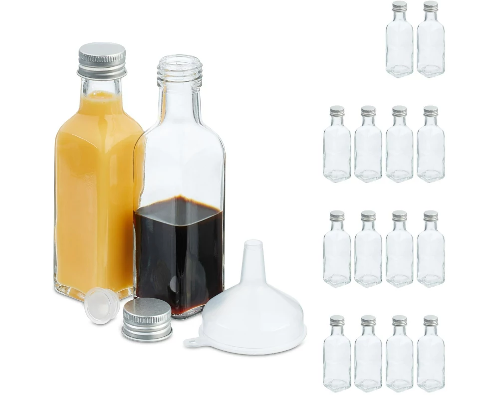 relaxdays Glasfläschchen 100 ml, 16 Stück