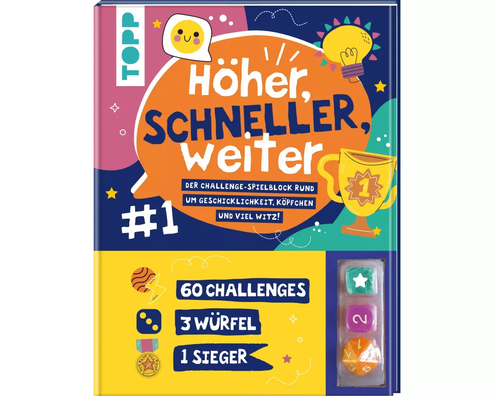Höher, schneller, weiter! Der Challenge-Spieleblock mit 3 Würfeln