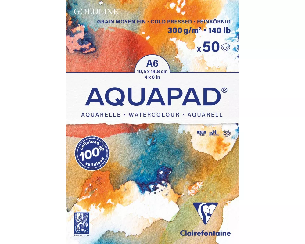 Aquapad Goldline Aquarellblock A6, 10,5x14,8cm, 300g , 50 Blatt