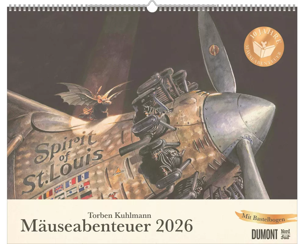 DUMONT - Mäuseabenteuer 2026 – Kinder-Wandkalender Querformat 52 x 43 cm – Mit Illustrationen aus Lindbergh, Armstrong, Edison, Einstein & Earhart