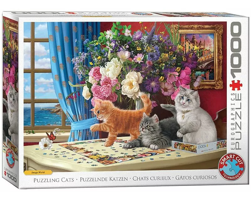 Puzzle 1000 Teile - Puzzelnde Katzen