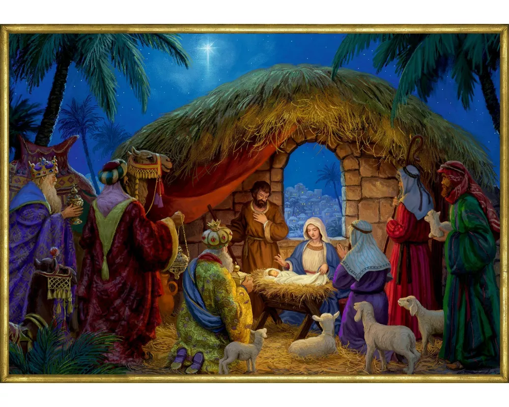 A3-Wand-Adventskalender - An der Weihnachtskrippe