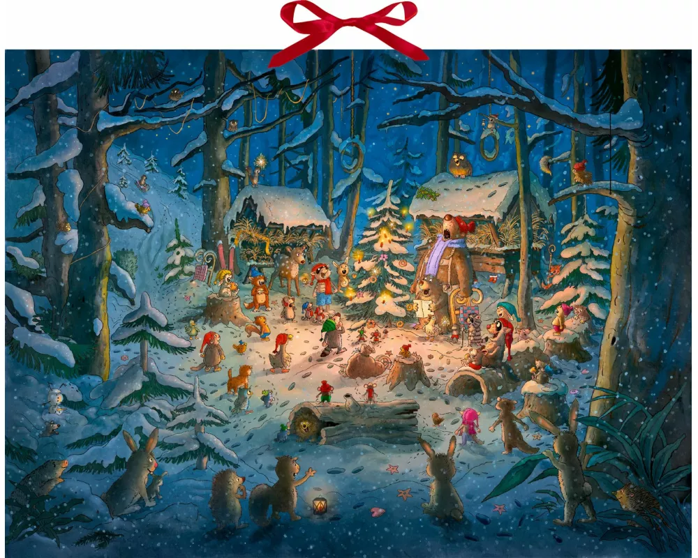 Wand-Adventskalender - Tierischer Chor im Winterwald