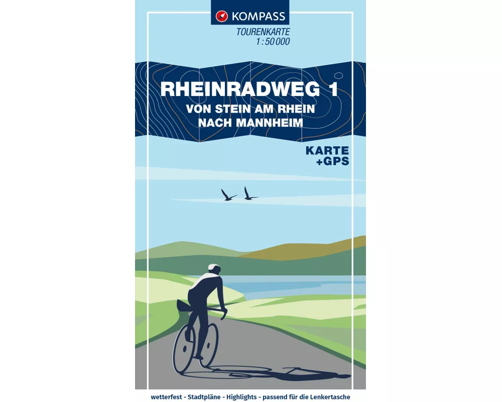 KOMPASS Fahrrad-Tourenkarte Rheinradweg 1 1:50.000