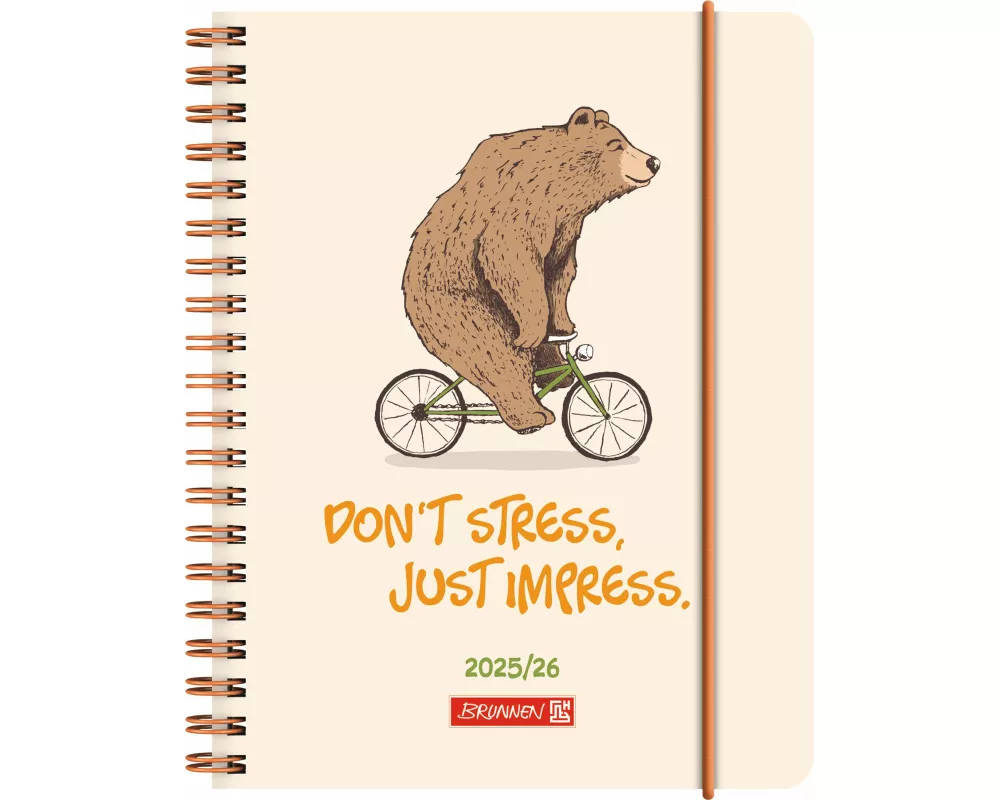 BRUNNEN Schülerkalender (2025/2026) "Bear", 2 Seiten = 1 Woche, A6, 208 Seiten, PP-Umschlag, mehrfarbig
