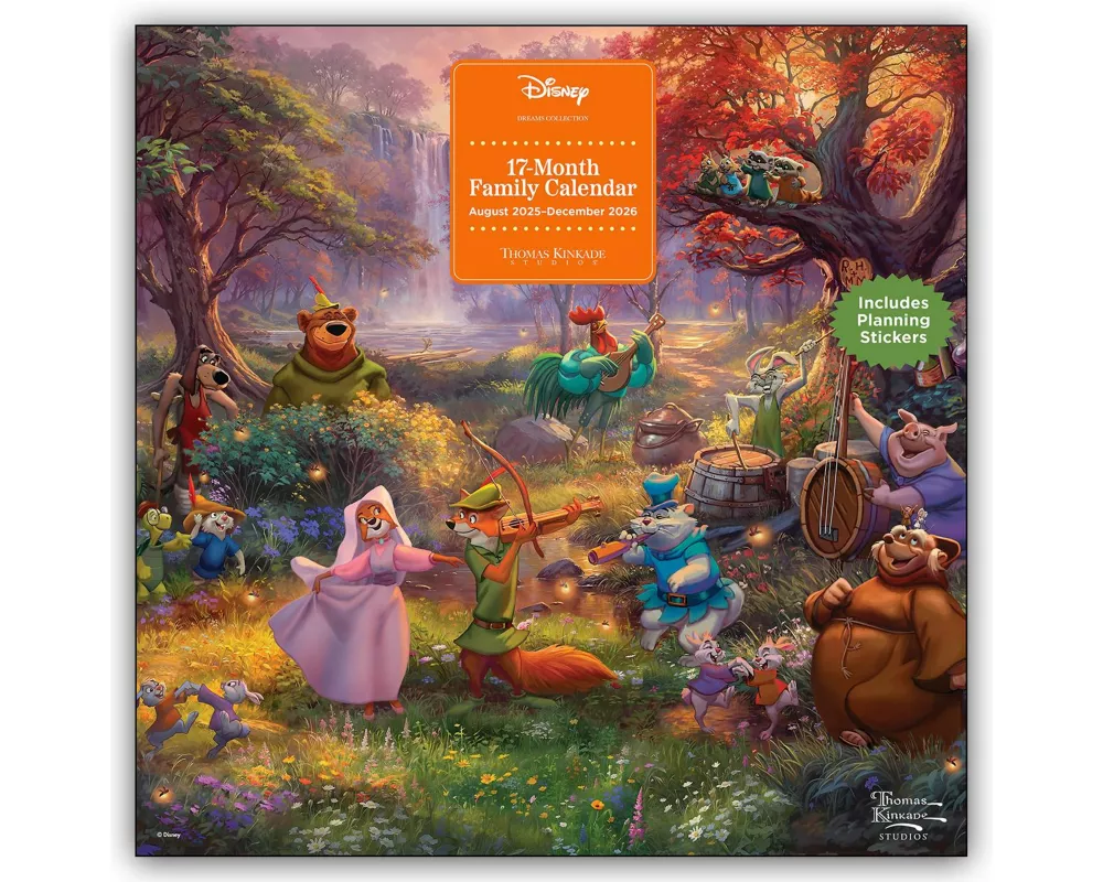 Disney Dreams by Thomas Kinkade Studios 17-Month 2025-2026 Family Wall Calendar