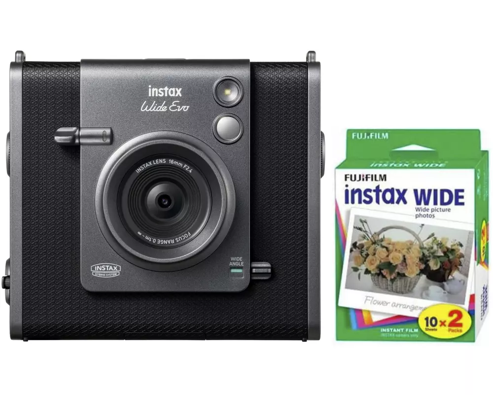 Fujifilm Fotokamera Instax Wide Evo Color 2 x 10 Blatt Kit Schwarz