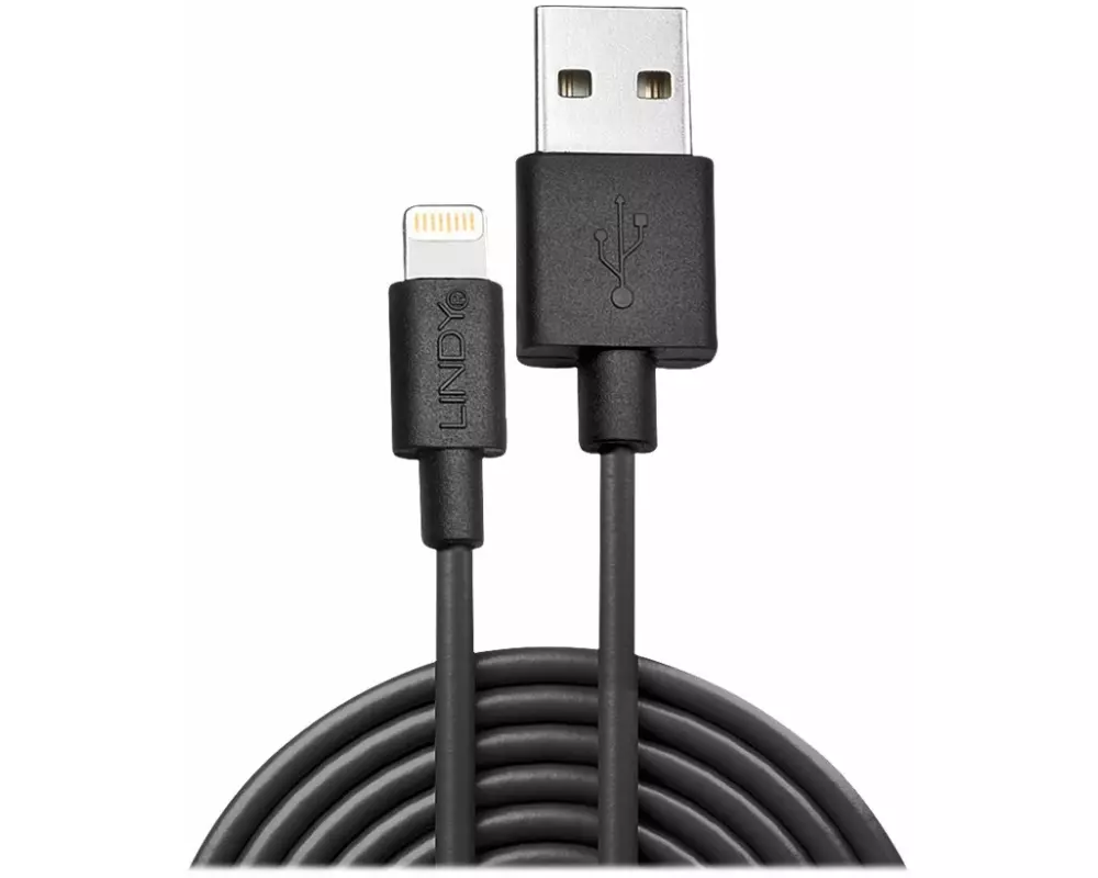 LINDY 3m USB to Lightning Cable black Charge and sync Cable for iPhone, iPad & iPod