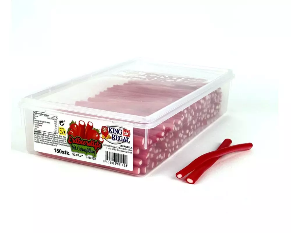 King Regal Gummibonbons Erdbeerstifte mit Cremefüllung 150 Stück