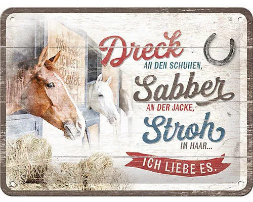 Blechschild. Animal Club / Dreck, Sabber, Stroh - Pferde