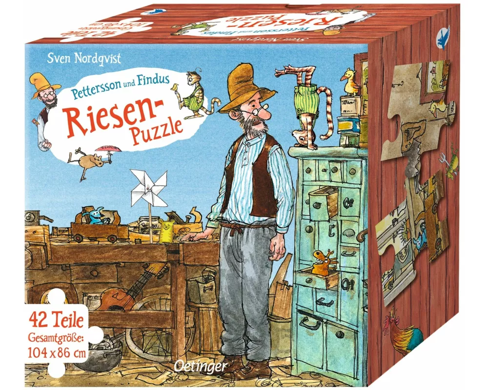 Pettersson und Findus. Riesen-Puzzle. Petterssons Tischlerschuppen. 42 Teile, Gesamtgröße 104 x 86 cm