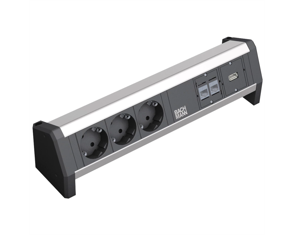 BACHMANN DESK 3x Schutzkontakt, 2x CAT6, 1x USB 3.0