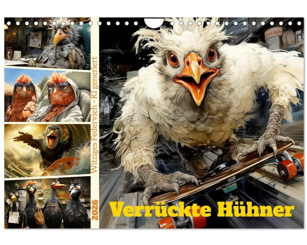 Verrückte Hühner (Wandkalender 2026 DIN A4 quer), CALVENDO Monatskalender