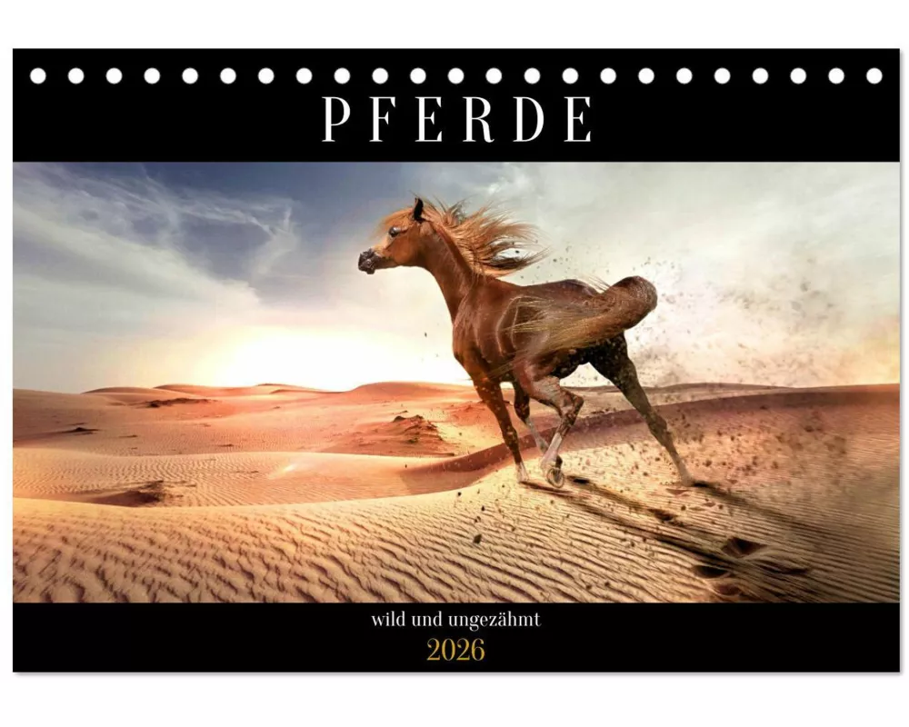 Pferde - wild und ungezähmt (Tischkalender 2026 DIN A5 quer), CALVENDO Monatskalender