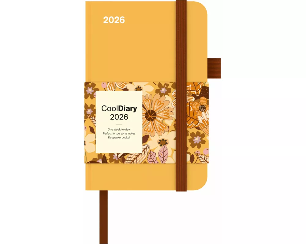 N Neumann - Ray Flower Kalender 2026 – Buchkalender 9×14 cm mit Wochenübersicht, elastischem Verschlussband, Stifthalter & Tasche, kompakter Taschenka