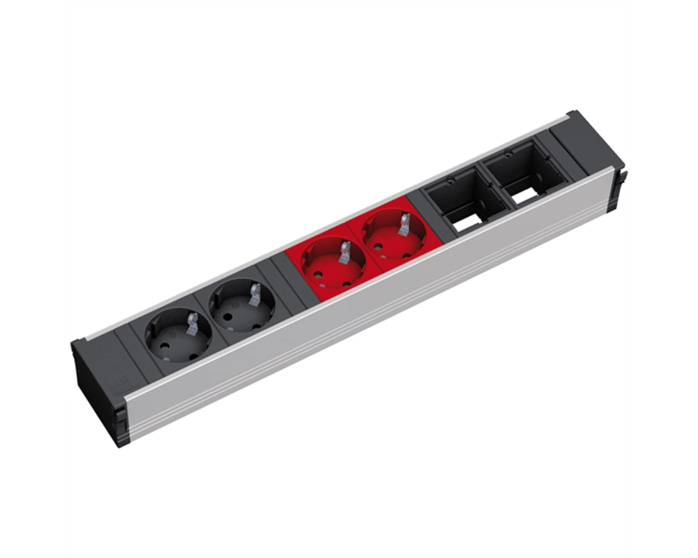 BACHMANN CONI 2xCEE7/3 2xCEE7/3 rt, Schutzkontakt 2xschwarz+2xrot