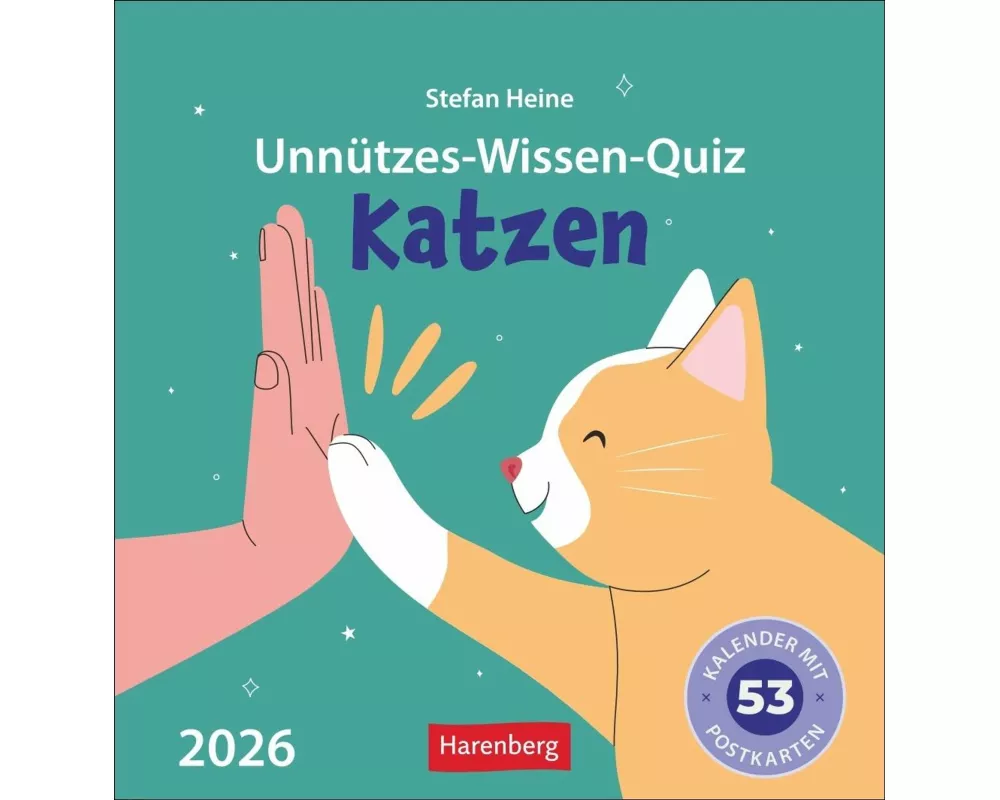 Unnützes-Wissen-Quiz Katzen Premium-Postkartenkalender - Kalender mit 53 Rätselkarten